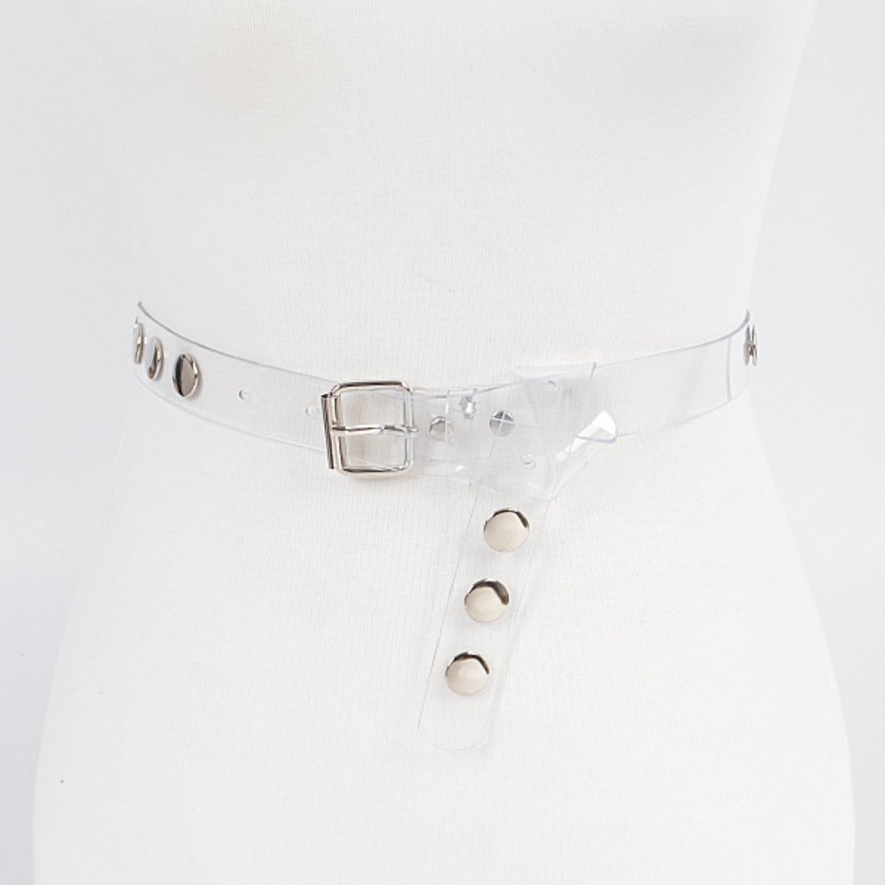 Transparent studded belt - Silver